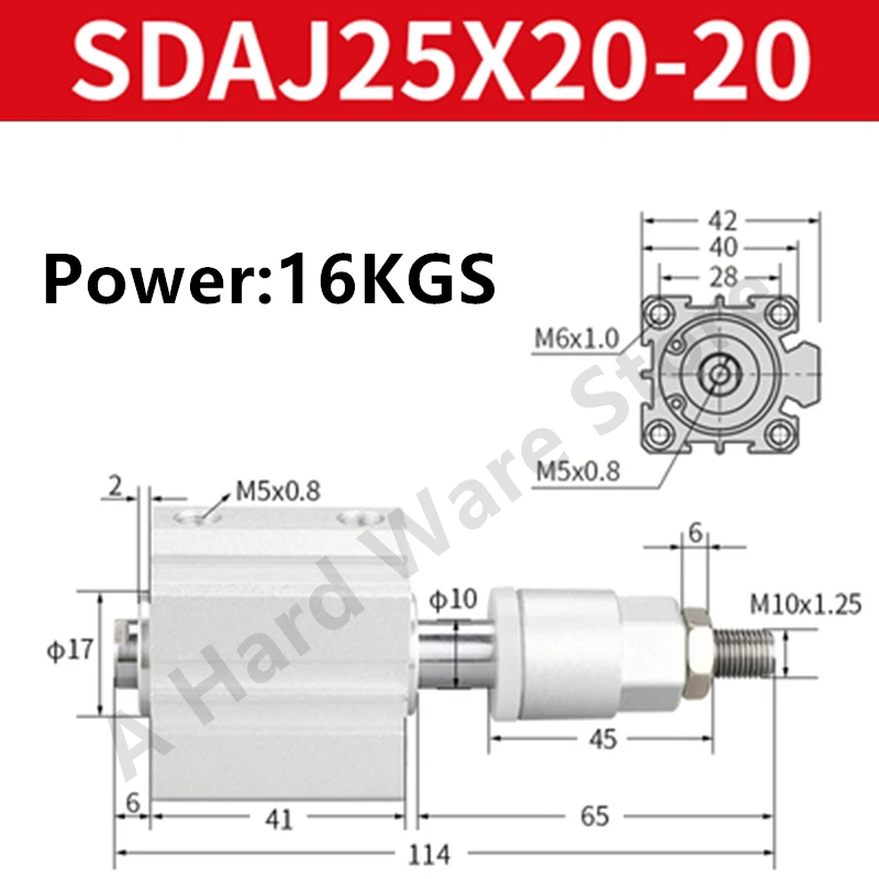 airtac type SDAJ Square Pneumatic Mini Cylinder Adjustable SDAJ 25/32/40/50x25-25-S