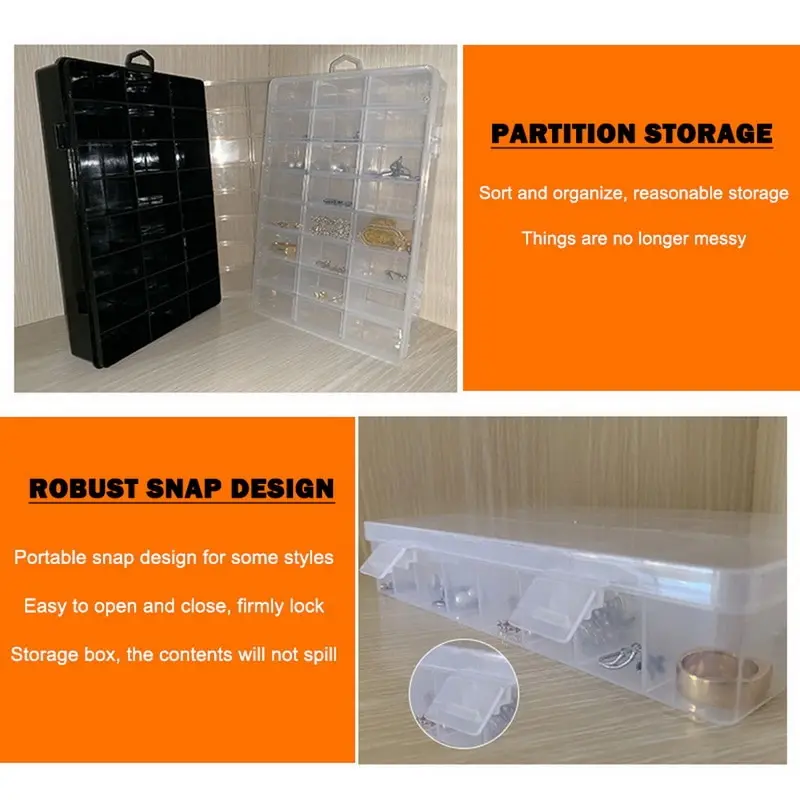 24 Grids Parts Organizer Box Practical Compartment Plastic Storage Box Jewelry Bead Screw Holder Case Display Container