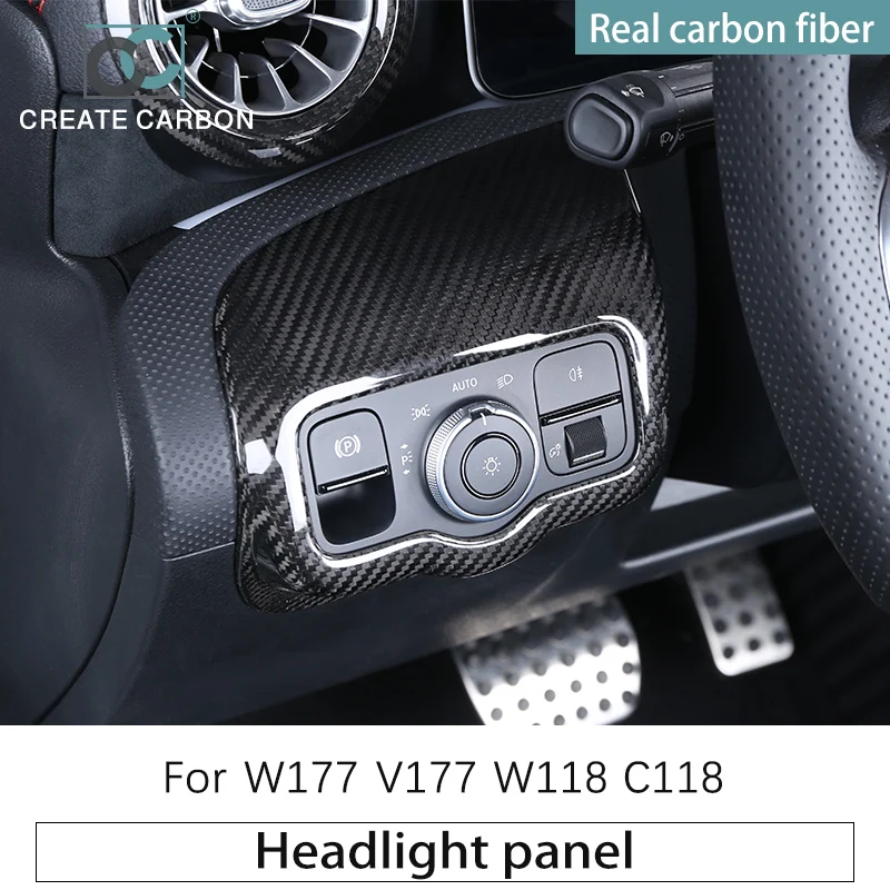 

Real Carbon Fiber Headlight Button Control Sticker For Benz Automotive Interior W177 V177 AMG35/45 CLA C118 W118 A45S