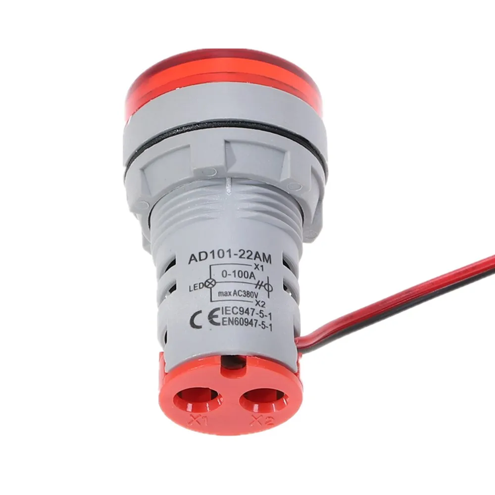 22mm Mini Indicator Led Light Lamp Digital Voltmeter Voltage 20-500V Amp Meter 0-100A AC101-22AM