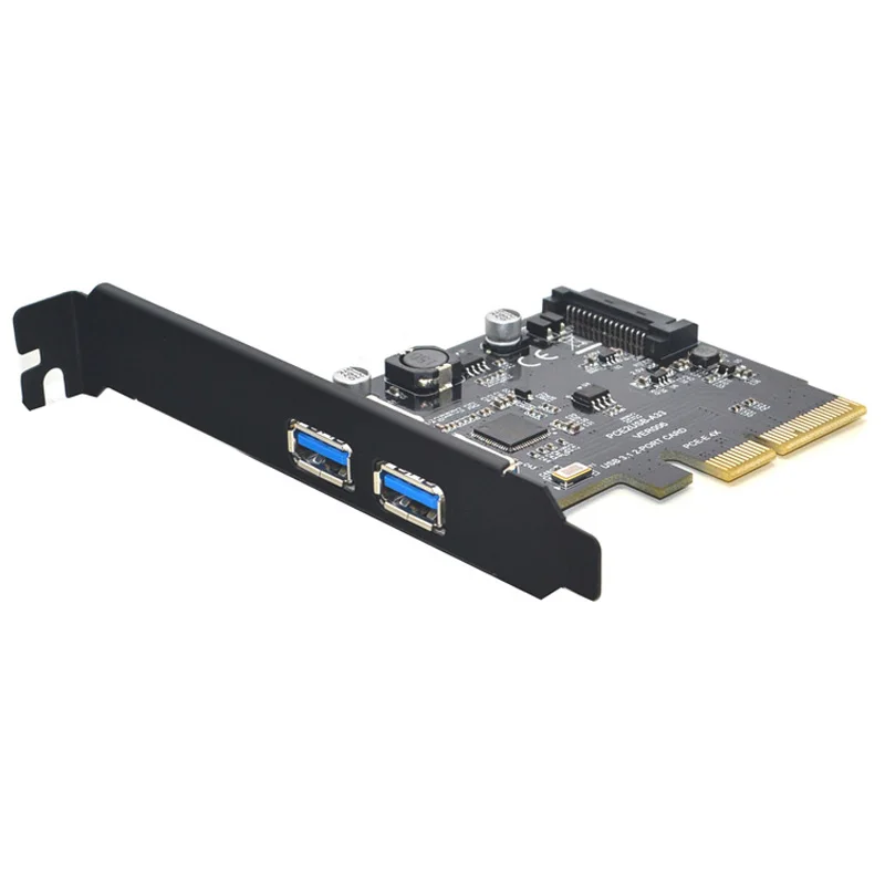 Placas de supervelocidade 10gbps, adaptador usb 3.1 com 2 portas pci-e express 15pin sata conector de energia pcie adaptador asm3142 asusb hub