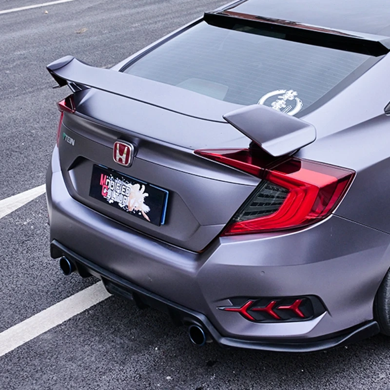 MONTFORD For Honda Civic Spoiler 2016 2017 ABS Plastic Unpainted Primer Color Rear Trunk Boot Wing Lip Spoiler Car Accessories