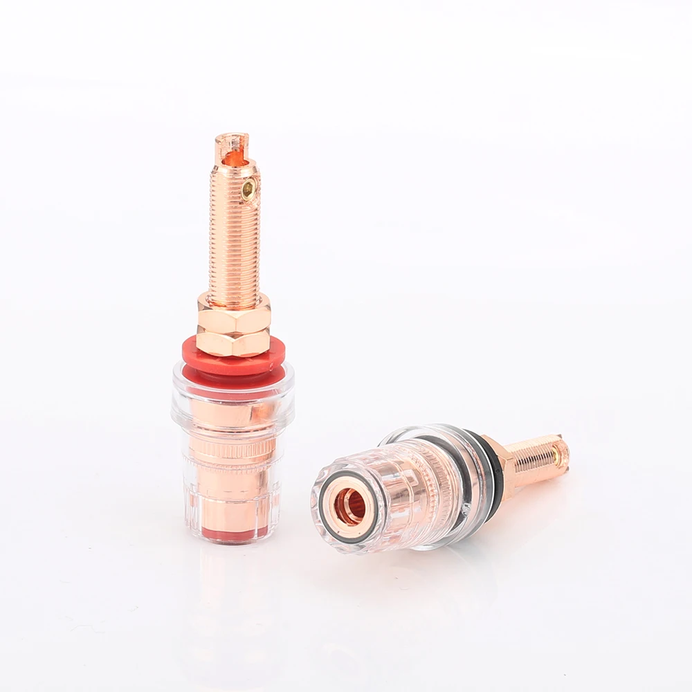 

High-end YTER 4Pcs 99.998% Soild Pure Red Coppper Audio Speaker Amplifier Binding Post Terminal 65mm