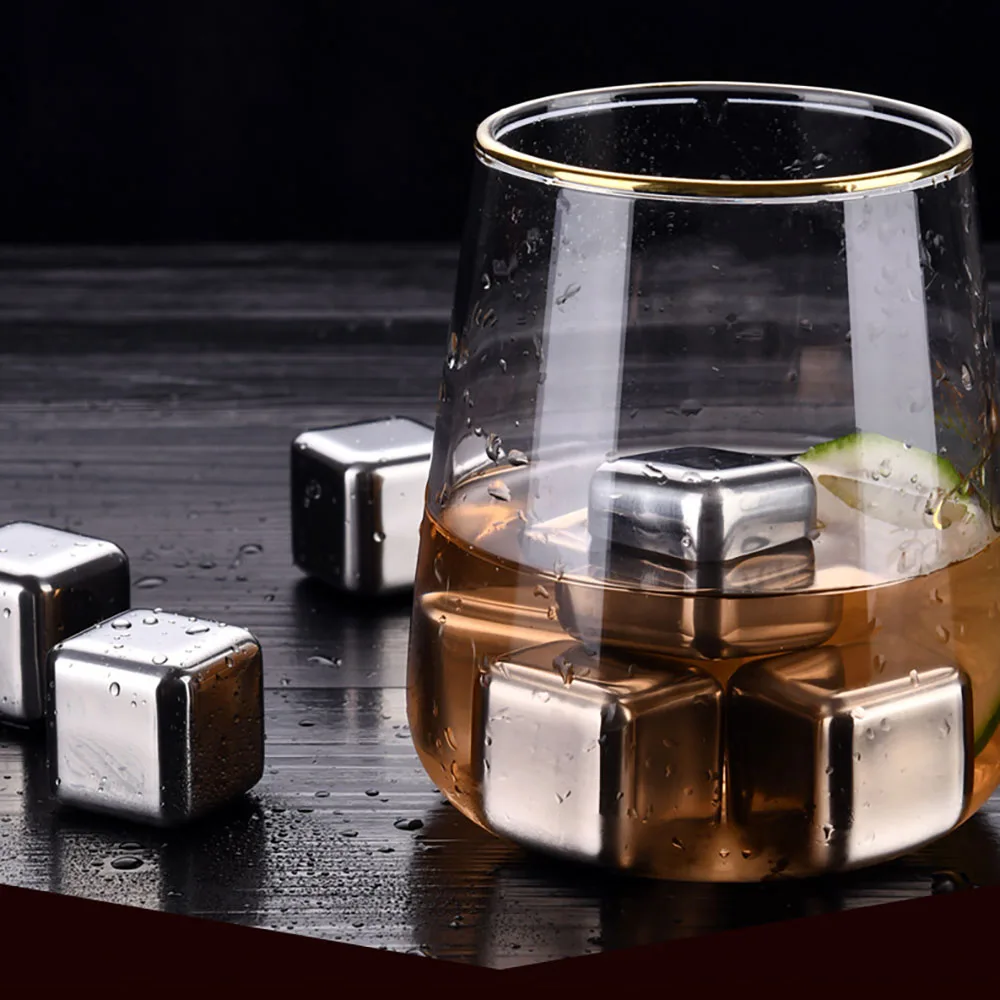 Reusable Stainless Steel Whisky Stones Ice Cubes Set, Food Grade, Wine Cooling Cube, Chilling Rock, Party Bar Tool, New