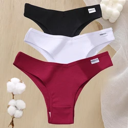 FINETOO Cotton Panties for Women Sexy Low Rise Briefs Brazil Underpants Ladies Underwear 8 Solid Color Girls Intimates Lingerie