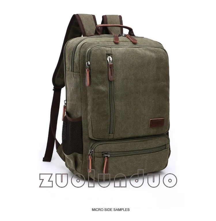 Vintage Canvas Rucksack für Herren, große Kapazität, Reise-Umhängetasche, hochwertige modische Studententasche, Herren-Notebook-Laptop-Rucksack – Detail 6