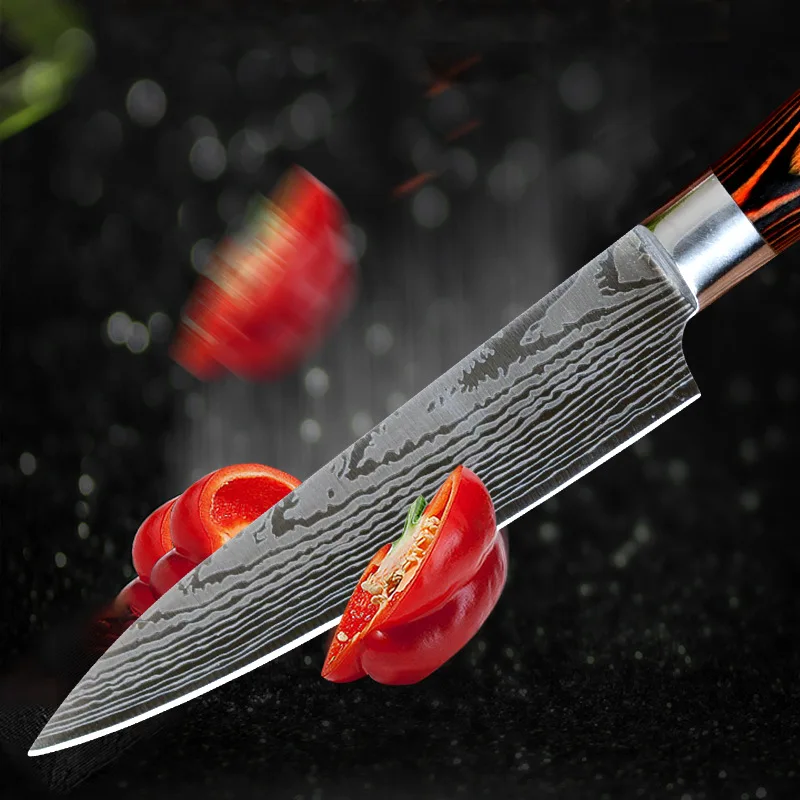 Coltello da affettare giapponese da 8 pollici coltello da cuoco damasco coltello da cucina Twosun coltello affilato in acciaio inossidabile coltello da frutta per carne