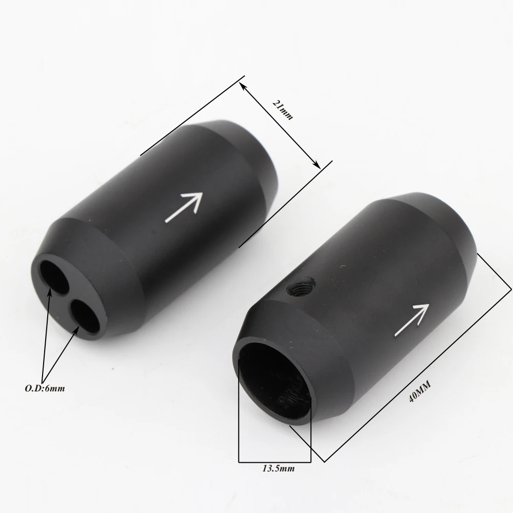 Wysokiej jakości 4x spodnie Audio HIFI Y Splitter kabel RCA przewód głośnikowy spodnie Alluminium 21mm do 2*7mm but ze strzałką