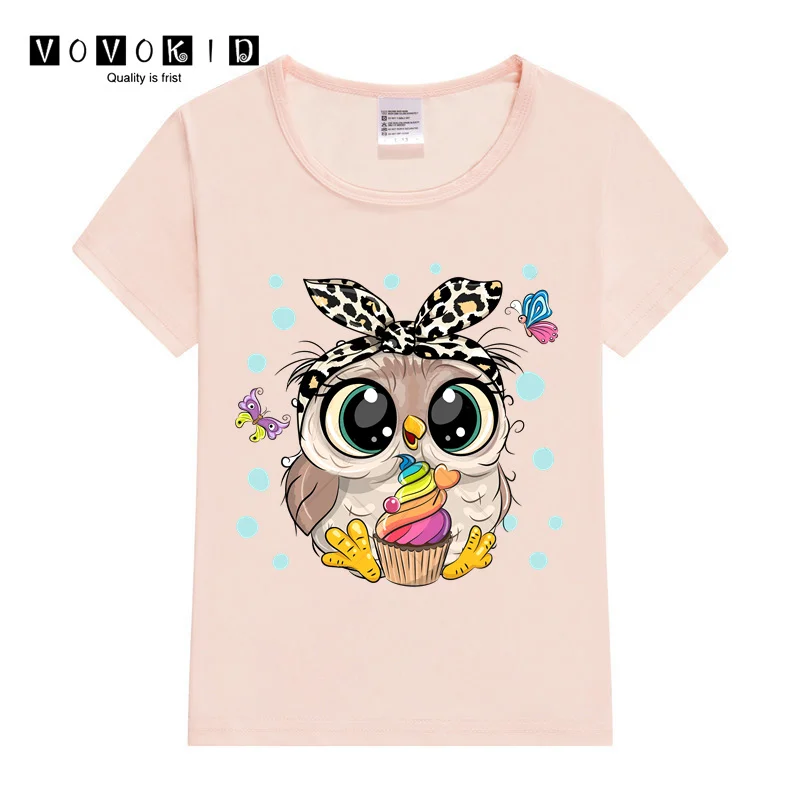 Little Chlidren Summer Top Girl Boy Cute Cartoon Sweet Girls Cute Owl Graphic Streetwear T-shirt  Baby T Shirt Cartoon Shirt