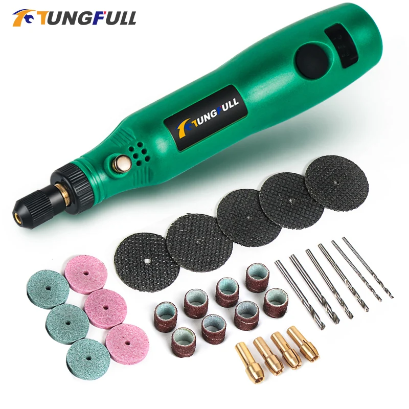 TUNGFULL Drill Wireless Mini Electric Nail Drill Cordless Rotary Tool For Jewelry Metal Charging Adjustable Speed Engraving Pen