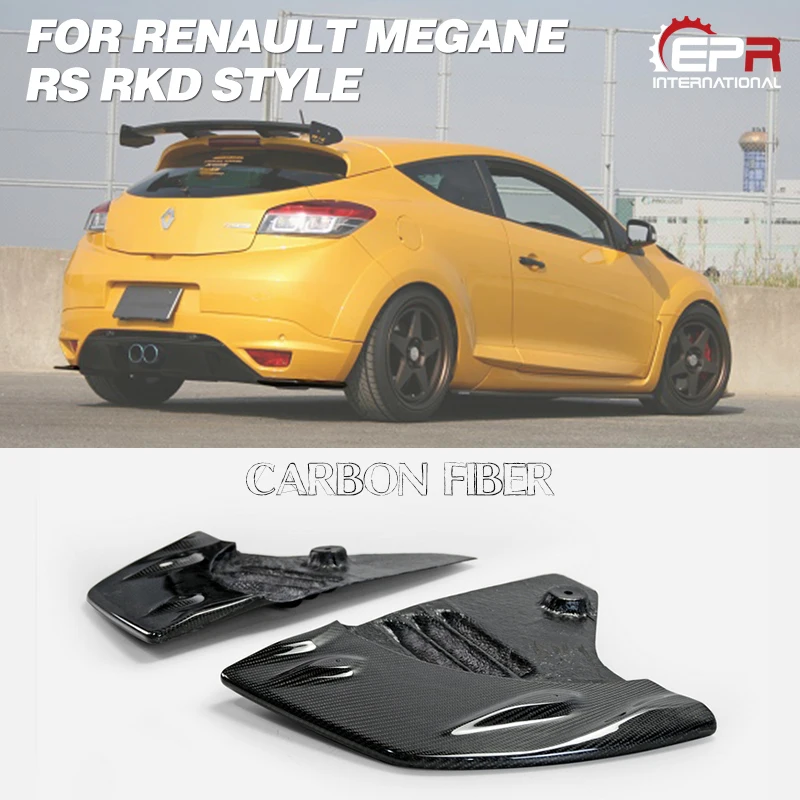 Car Accessories RKD Style Carbon Fiber Rear Spat Bumper Splitter For Renault 14~17 Megane RS Tuning Extension Kit Fit Rear Apron