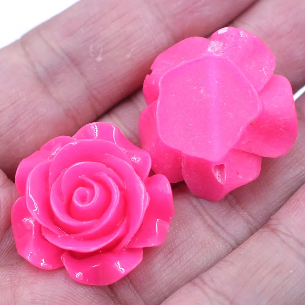 10Pcs Pink Rose Flower Floral Dome Seals Embelishment Resin Cabochons Cameos for DIY Bag Ornament Crafts Scrapbook Gift 16mm