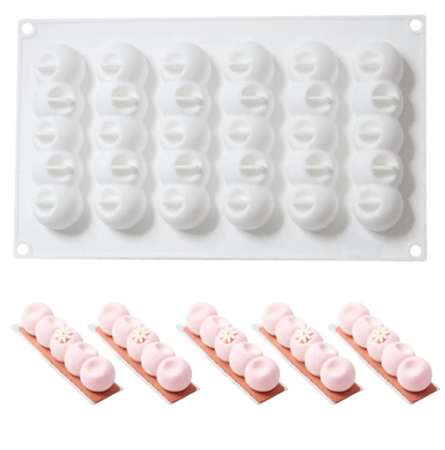 6-Concave Ball Long Strip-Shaped Silicone Mousee Cake Mold 3d Baking Tools Dessert Decoration Bakeware For Wedding