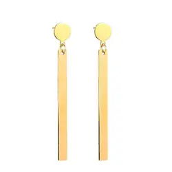 Korean Women's Long Earring Gold Color Stainless Steel Geometry Charm Pendent Stud Earrings For Women Jewelry 2020