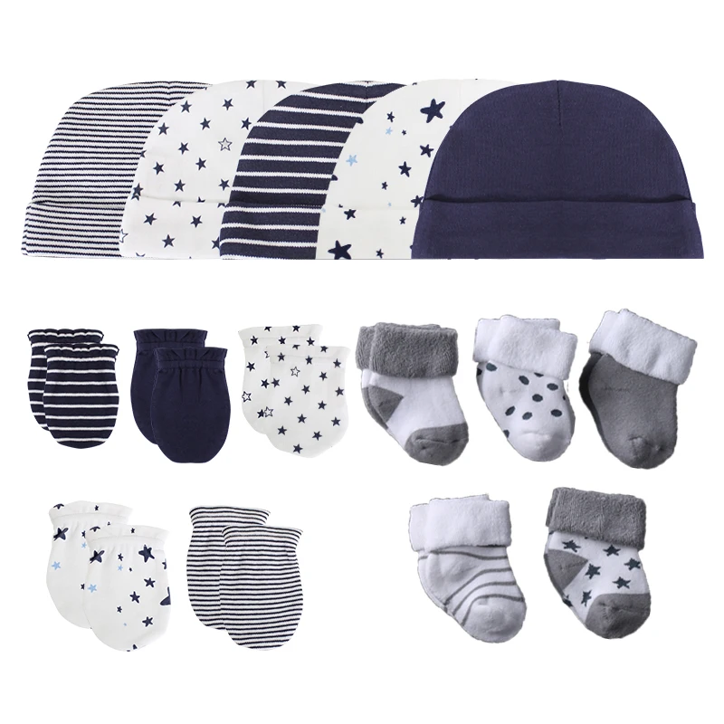 Newborn Hat+Gloves+Socks Set For Baby Boy&Girl Cotton Fall Casual Photography Props Soft Headwear Infant Nightcap Winter Fashion