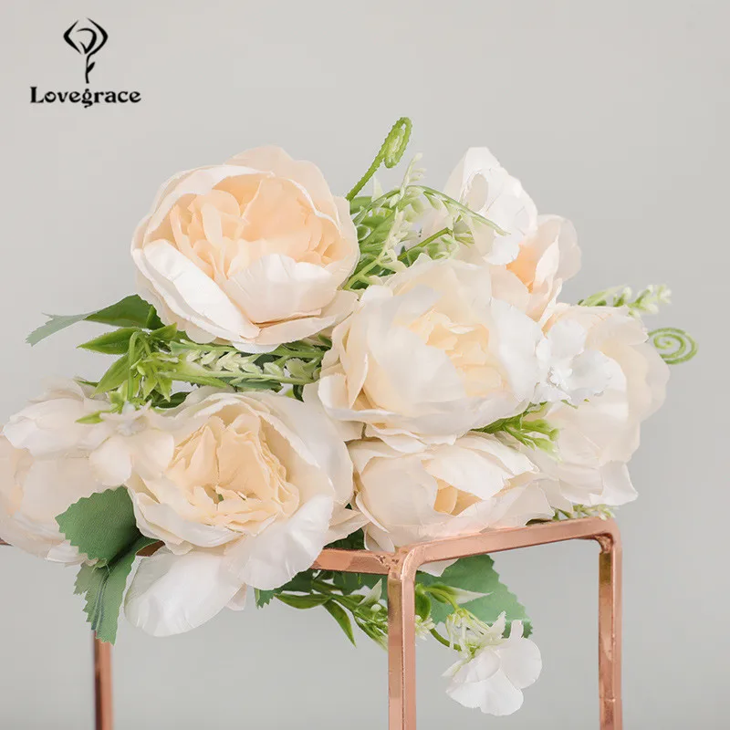 7 หัว/ช่อผ้าไหม Peony Bouquet DIY ประดิษฐ์ดอกไม้ Peonies Wedding Bridal Bouquet PARTY Home Decor คริสต์มาส Peony Flores