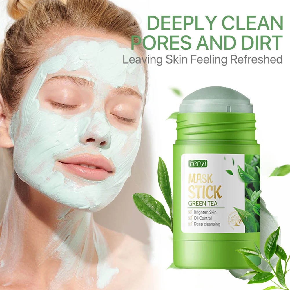 

LAIKOU Green Tea Cleansing Mask Purifying Clay Stick Mask Oil Control Skincare Anti-Acne Eggplant Remove Blackhead Face Mud Mask