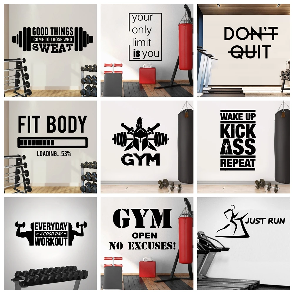 Inspirational Quotes Customized for the gym Wall Stickers For Kids Room Bedroom Home Decor Waterproof Decorative stickers