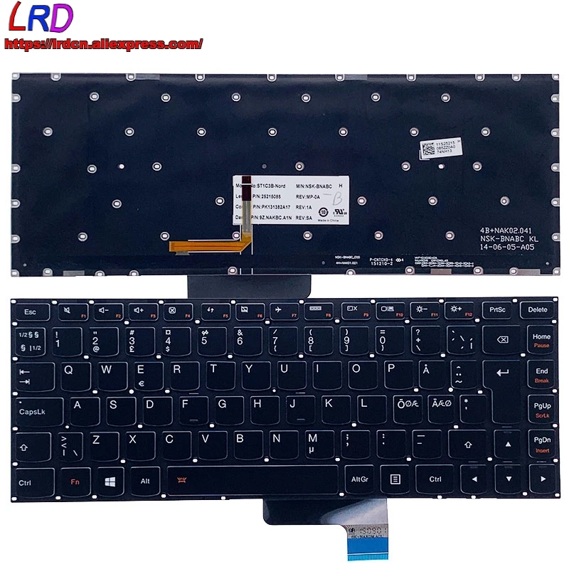 New Original NDC Nordic Backlight Keyboard for Lenovo Yoga 2 13 Laptop 25215085 25215054