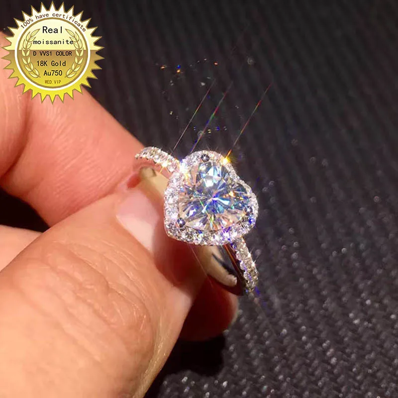 

100% 18K Золотое кольцо 3ct DVVS moissanite кольцо обручальное & Свадебные украшения с сертификатом 0024