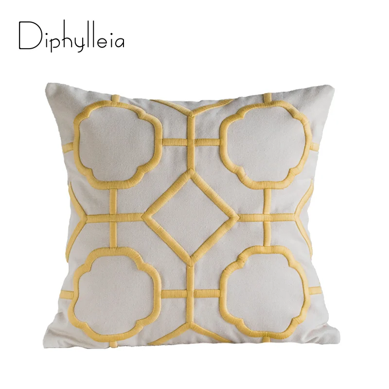 Diphylleia Nordic Style Cushion Cover Cotton Linen Mixed Geometric 3D Embroidery Big Pillow Case For Living Room Sofa Bedding
