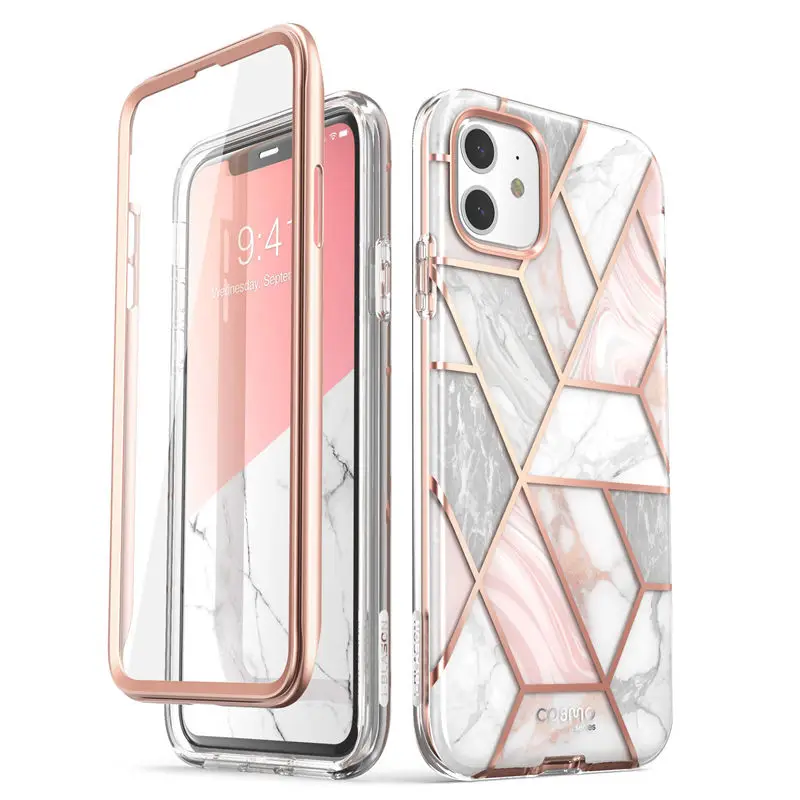 i-Blason For iPhone 11 Case 6.1 inch (2019 Release) Cosmo Full-Body Glitter Marble Bumper Cover with Built-in Screen Protector