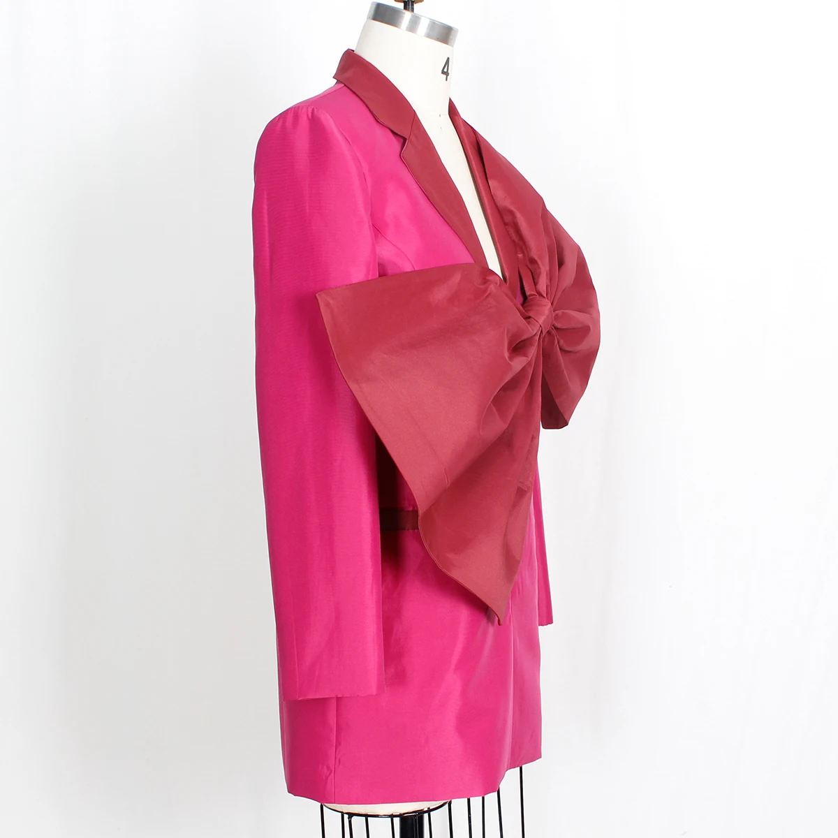 Vestido de Blazer para mujer, trajes con lazo grande, chaqueta fucsia o abrigo verde, ropa Traf, otoño, 2023