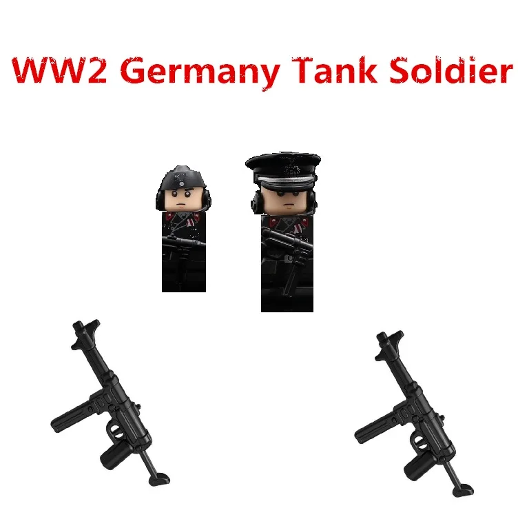 2 sztuk/partii czołg żołnierz MP40 pistolety maszynowe MOC miasto SWAT broń wojskowa Playmobil figurki klocki do budowy cegła Mini zabawki