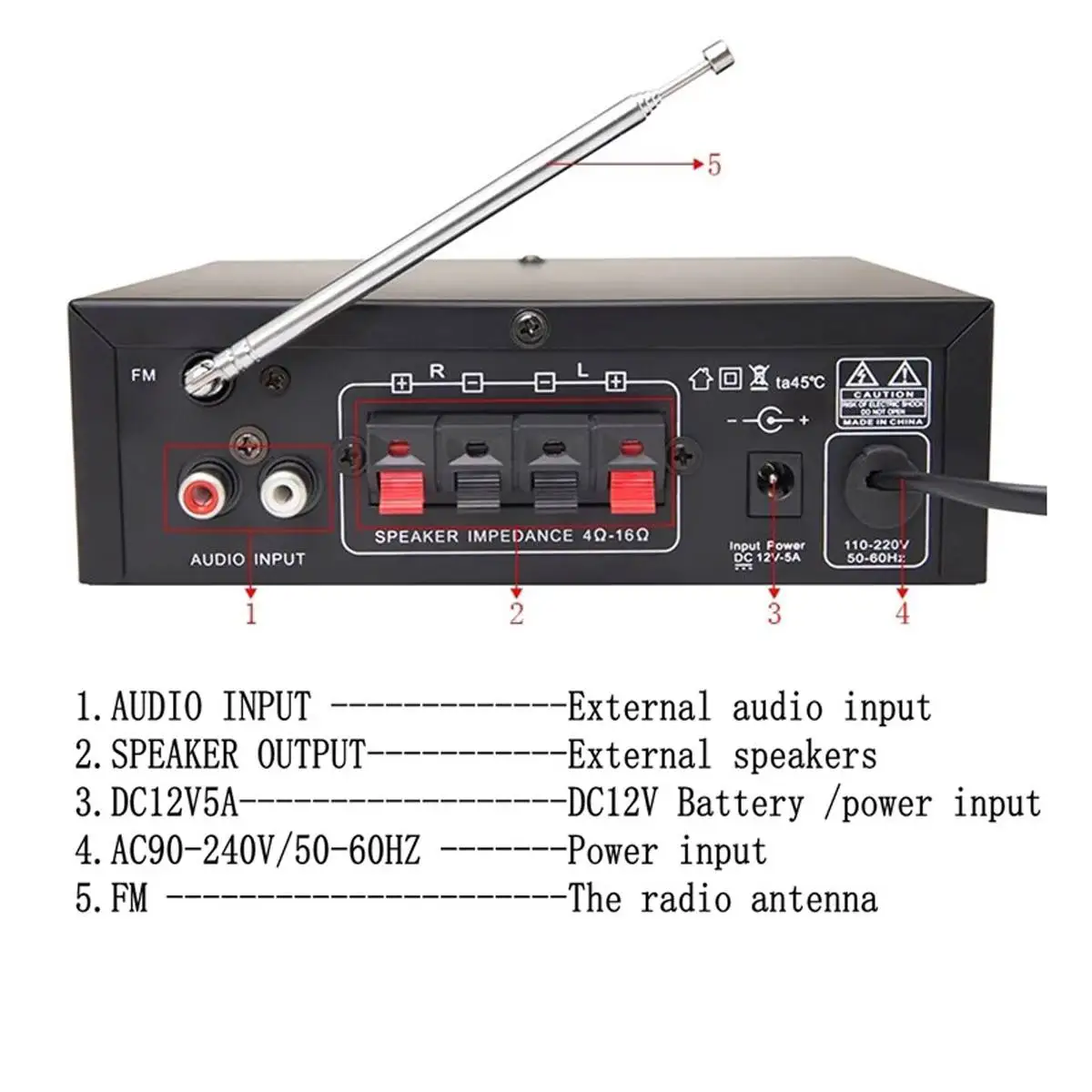 Wzmacniacz cyfrowy 3200W 220/110V, dźwięk hi-fi, odbiornik FM, USB, SD, wzmacniacze głośników, domowe wzmacniacze samochodowe, Stereo