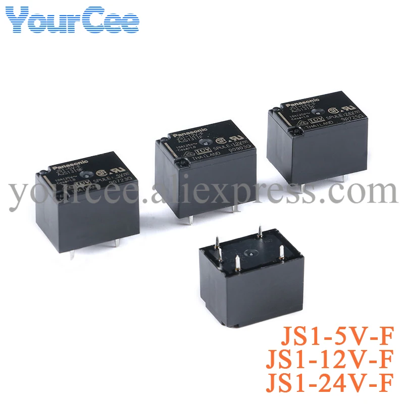 Power Relay JS1-5V-F AJS1319F JS1-12V-F AJS1311F JS1-24V-F AJS1312F 5pins DC5V 12V 24V 10A