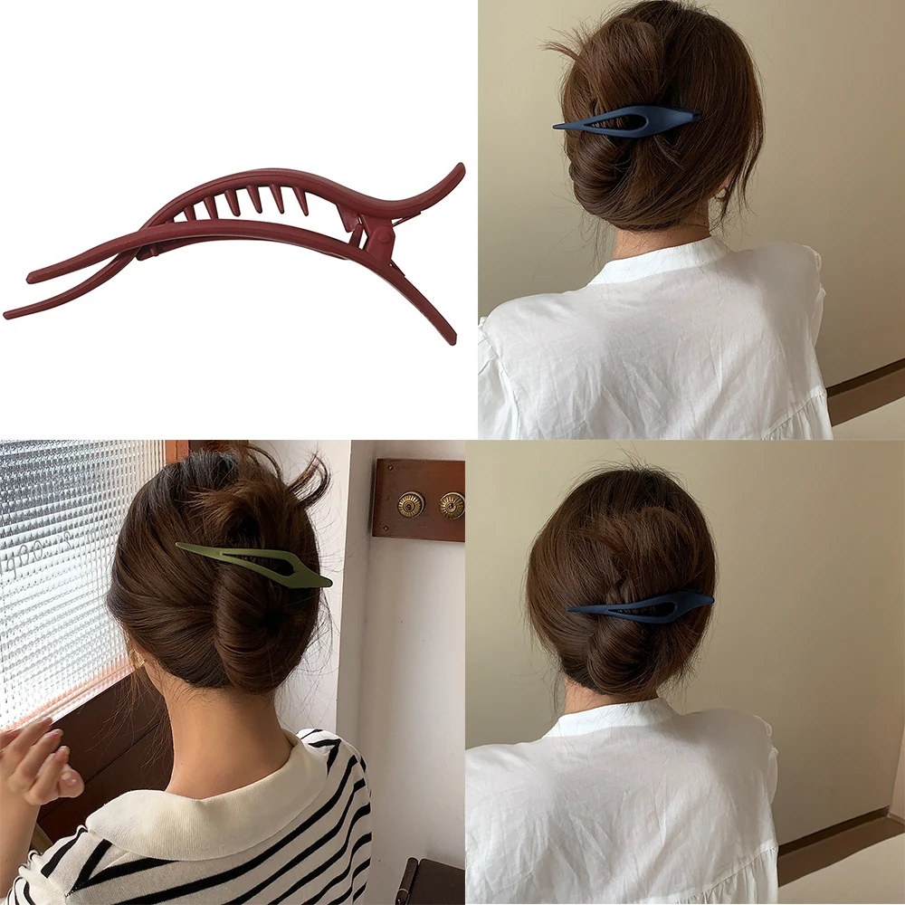 Pinces à cheveux en forme de bec de canard pour femmes, pinces à cheveux mates, Barrettes en plastique, support de queue de cheval, accessoires pour