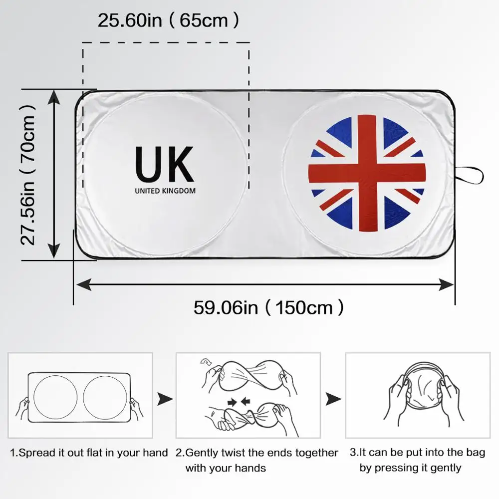 Car Sun Sombra Capa Protector, pára-brisa Visor Sunshade, Union Jack Bandeira do Reino Unido, Mini Cooper One S, R50, R53, R56, R60, F55, F56, R58, R59