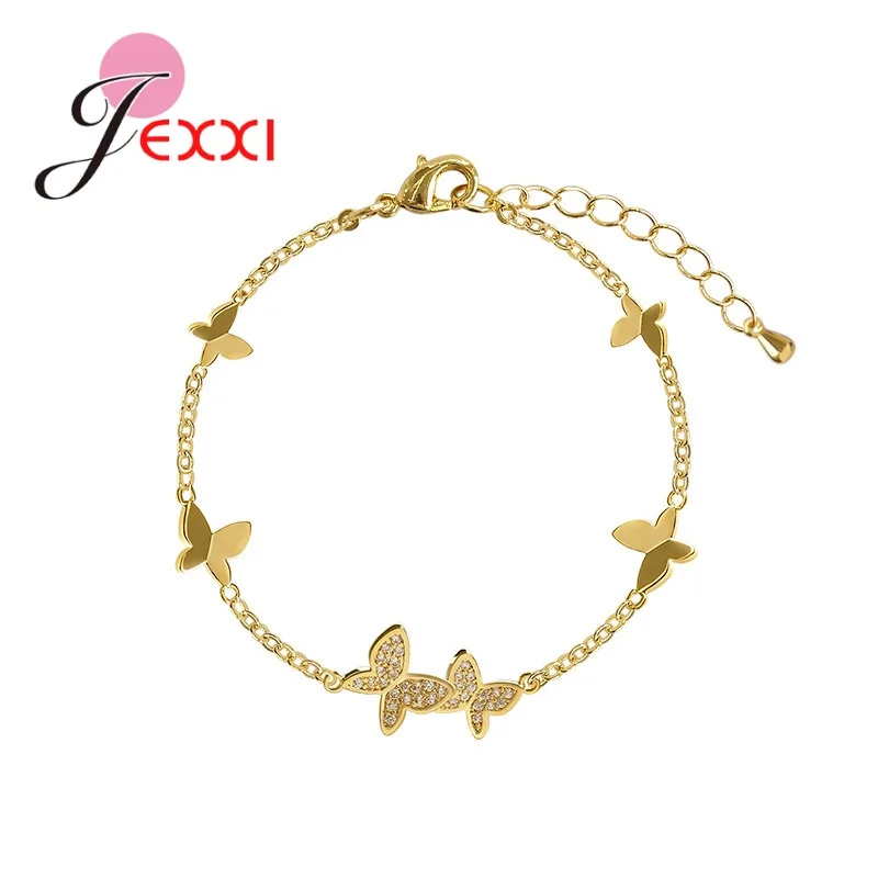 

Fast Delivery 925 Sterling Silver Needle Animal Pendant Gold Color Butterfly Necklaces Good Quality Adjustable Bracelets