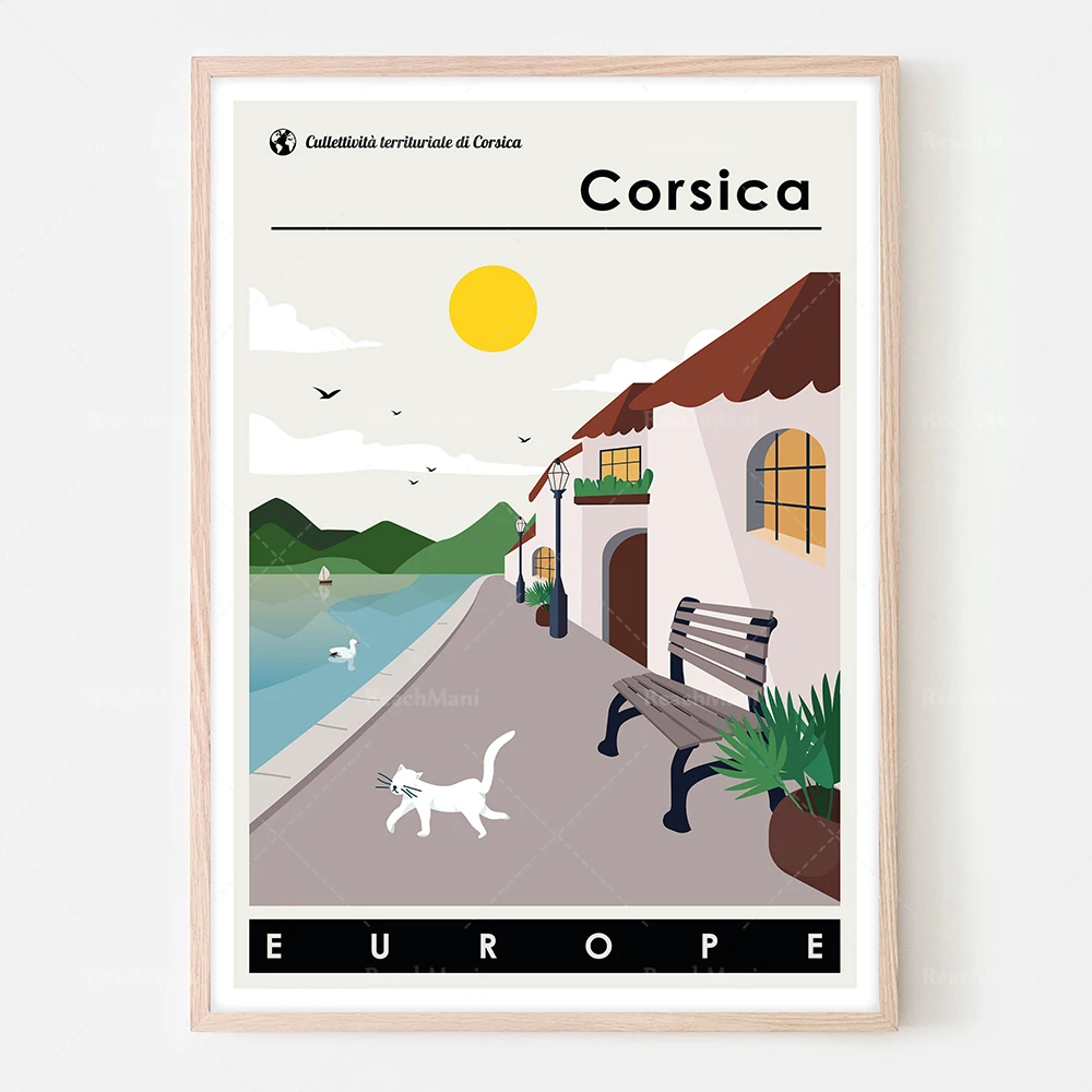 Nordic travel poster, Cyprus, Corsica, La Mancha, Gran Canaria, Prague, Tallinn, Estonia, living room decoration travel poster