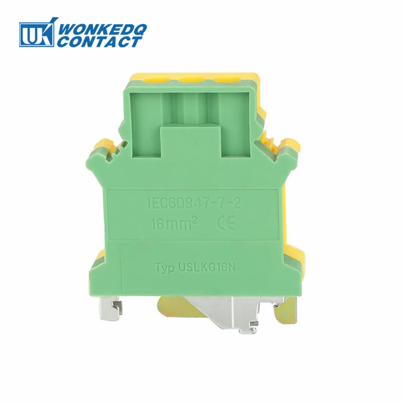 USLKG16N Ground Modular Din Rail Terminal Block, 16 mm² Universal Screw Earth Plug Wire Electrical Connector USLKG-16N