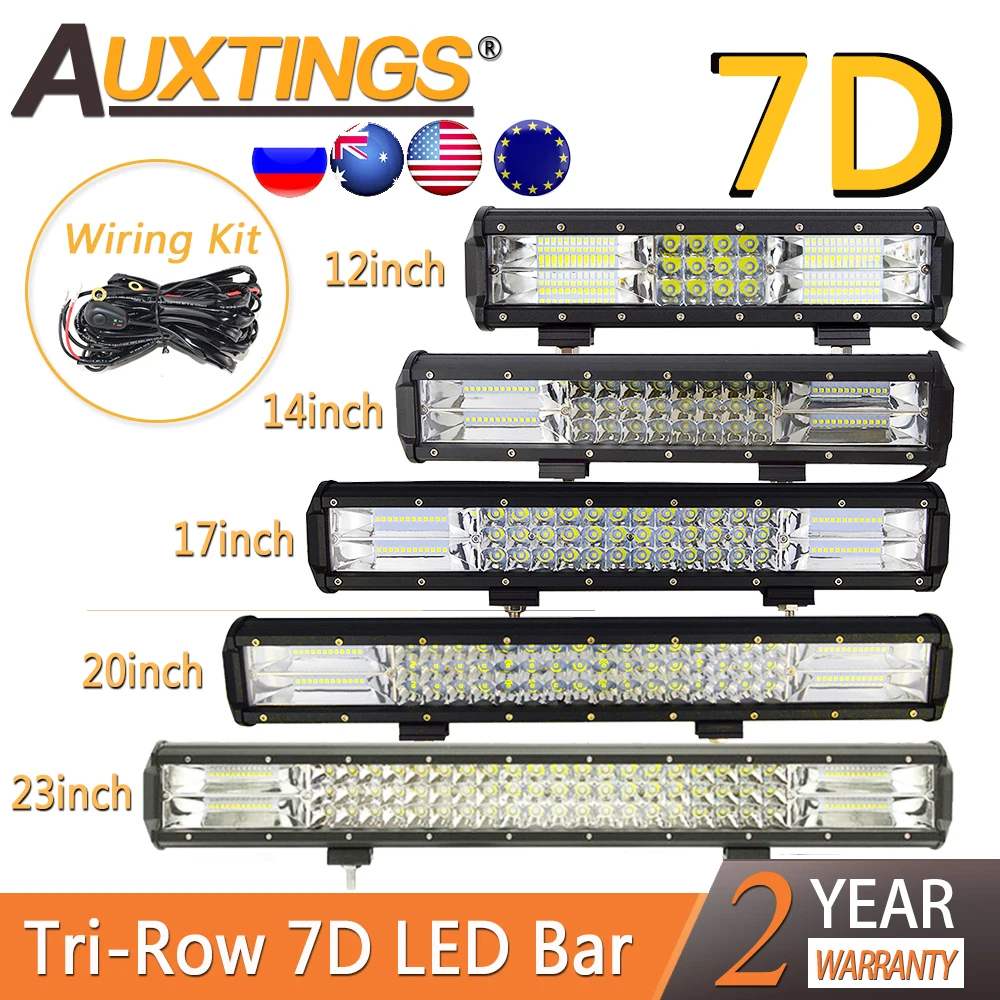 

Auxtings 7D Tri-Row Combo Offroad LED Light Bar 12'' 14" 17" 20" 23''in Led Work Light Bar for Car Truck SUV ATV 4x4 4WD 12v 24V