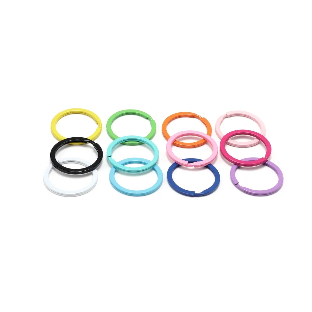 10pcs/lot Color Key Ring Round Flat Line Multicolor Key Chain Keyrings Keychain Key Holder for DIY Jewelry Making Wholesale