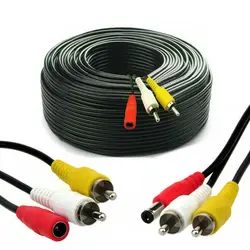 Cable de extensión de cámara CCTV, Cable de alimentación RCA, AV, Audio, vídeo, DC, negro, 5-15m