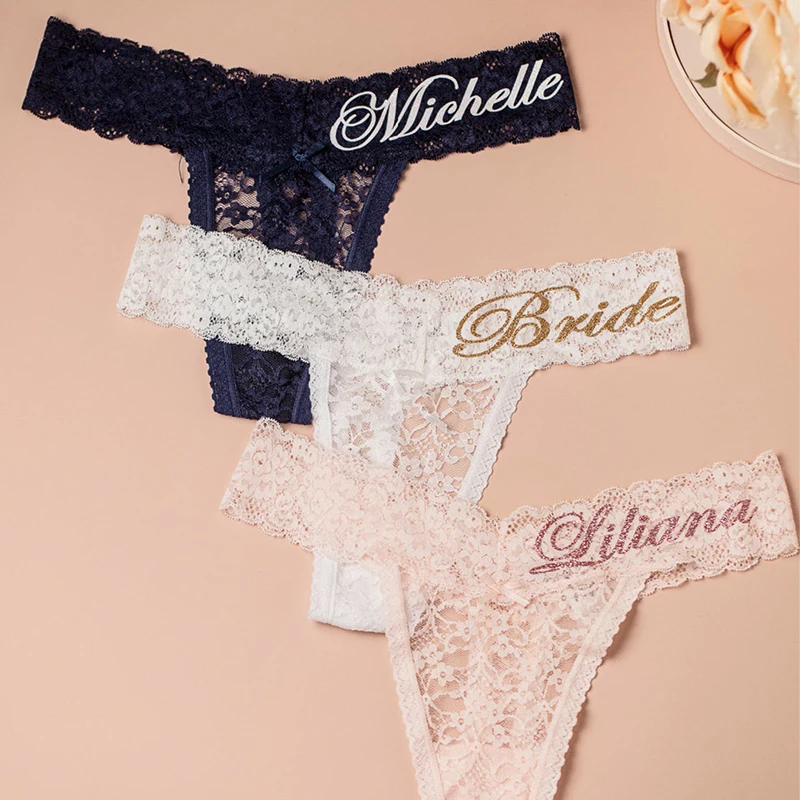 Wedding Underwear Custom Sex Lace Bride Panties Hen Night Gifts Bridal Shower Gift Bachelorette Gift Bride Squad Bride Tribe