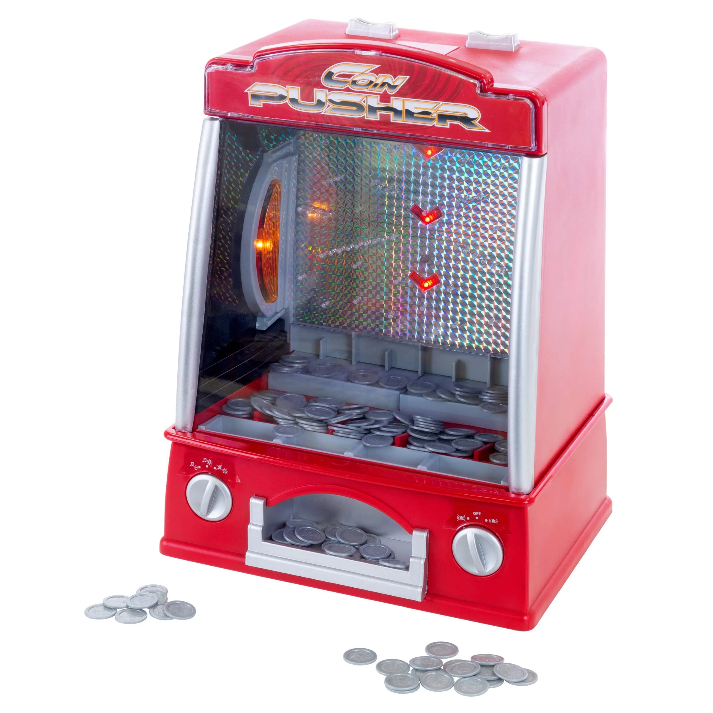 

Coin Pusher Miniature Arcade Game - Replica Classic Penny & Dime Dozer Table Or bar Top Prize Vending Machine for Kids & Adults