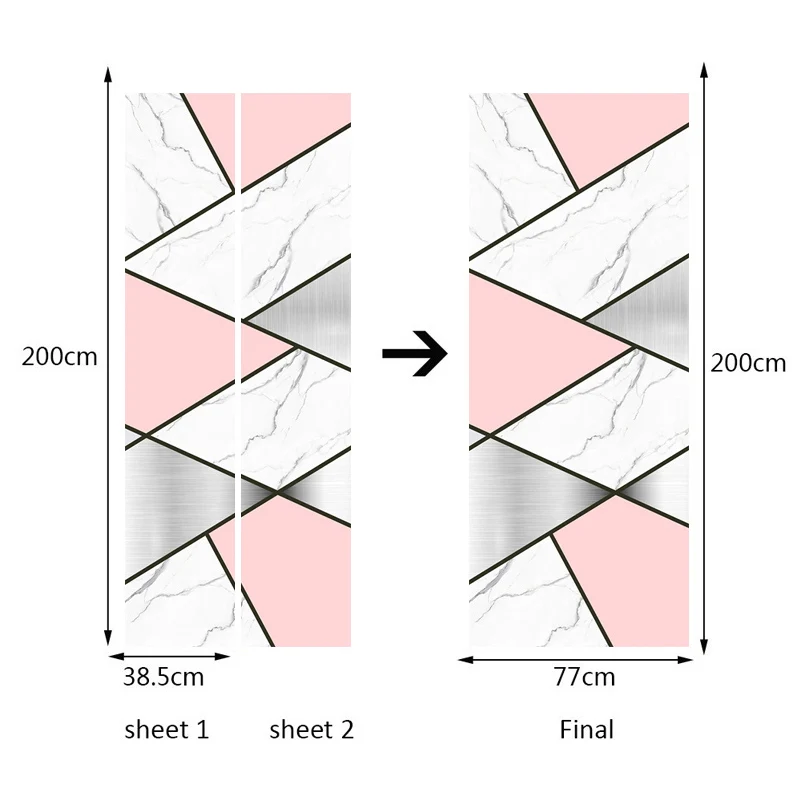 3D geometrische marmeren waterdichte zelfklevende deursticker muurstickers moderne woonkamer slaapkamer deur decoratie muurschildering behang