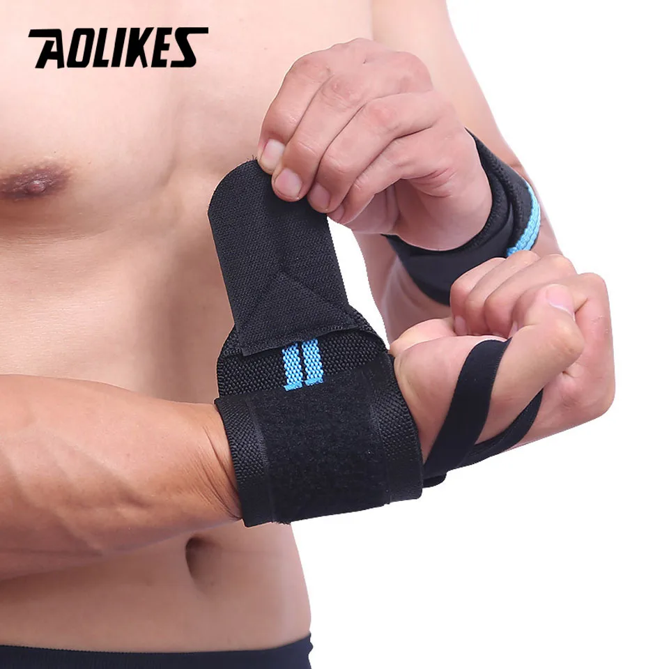 AOLIKES 1Pair Weightlifting Wrist Wraps Professional Wrist Support with Heavy Duty Thumb Loop - Best Wrap for Strength Training