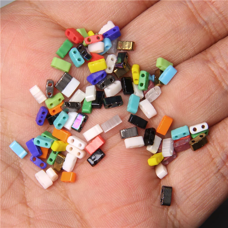2-otworowe płaskie koraliki Tila Tube 3x5 mm do tworzenia biżuterii DIY Bransoletka Tila Loose Seed Beads Finding Wholesale Handmade Bulk