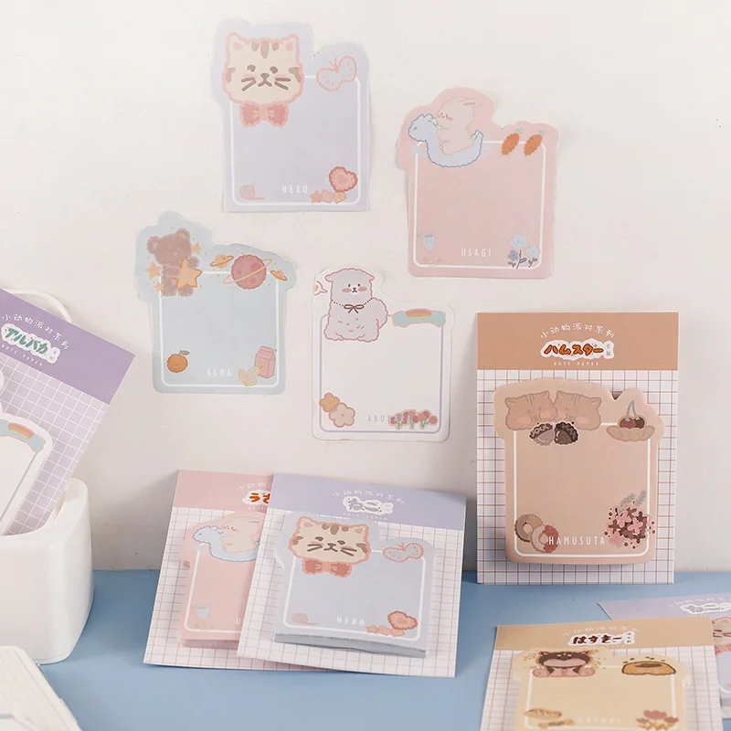 Ellen Brook 1 PCS Cute Cartoon Animals Sticky Notes Stationery Sticker Memo Pad Planner Office School Supplies Decoration