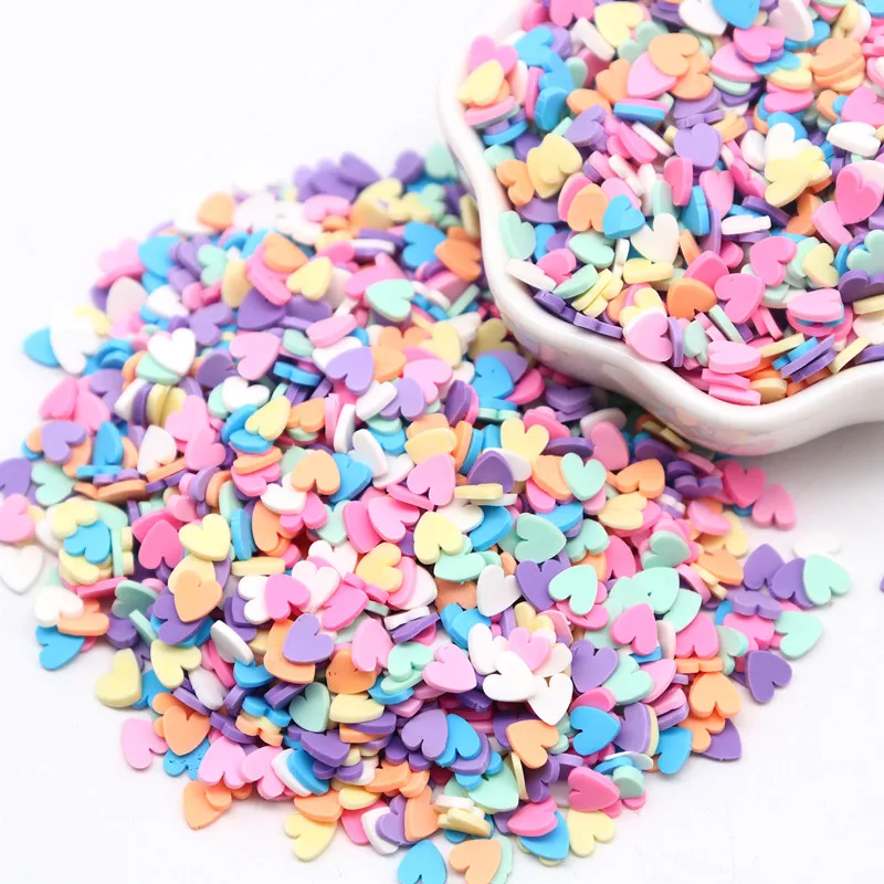 10g 5mm Love Heart Polymer Clay Slices Colorful Heart Polymer Hot Clay Sprinklesfor DIY Crafts Tiny Slime Material Accessories