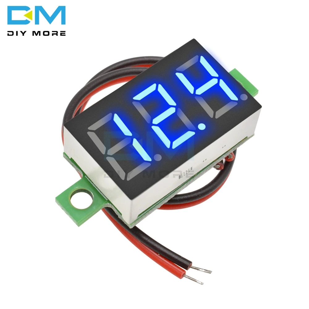 DC 4.7~32V 0.36 Inch Mini 3-Digit LED Display Voltmeter Module Self-Powered Voltage Meter Board Blue Color Two Wire Connection