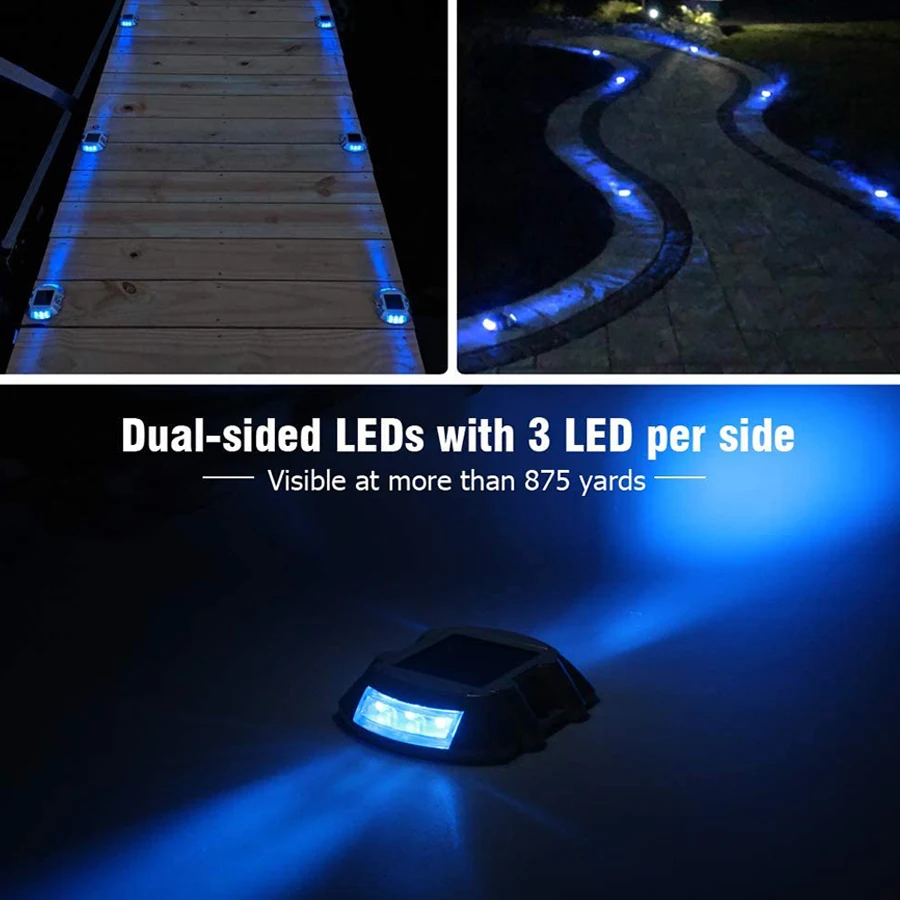 1Pc Solar Deck Light Oprit Dock Lamp Led Draadloze Ip67 Waterdichte Outdoor Waarschuwing Stap Licht Voor Stoep Tuin Pad