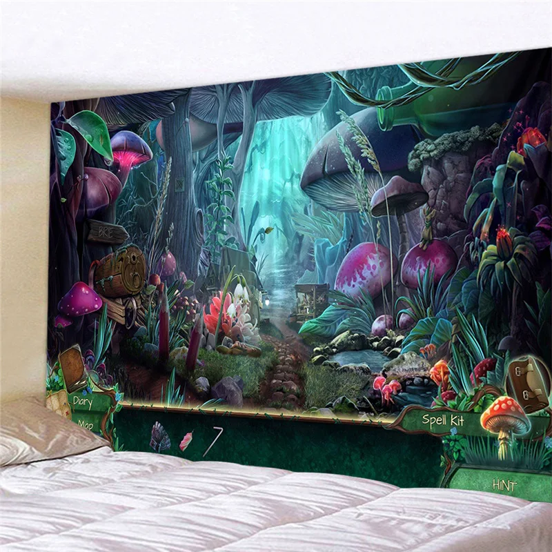 Fantasy Forest Wall Decoration Tapestry Aesthetic Hanging Background Cloth Magical Castle Ocean Kids Bedroom Gothic Home Decor