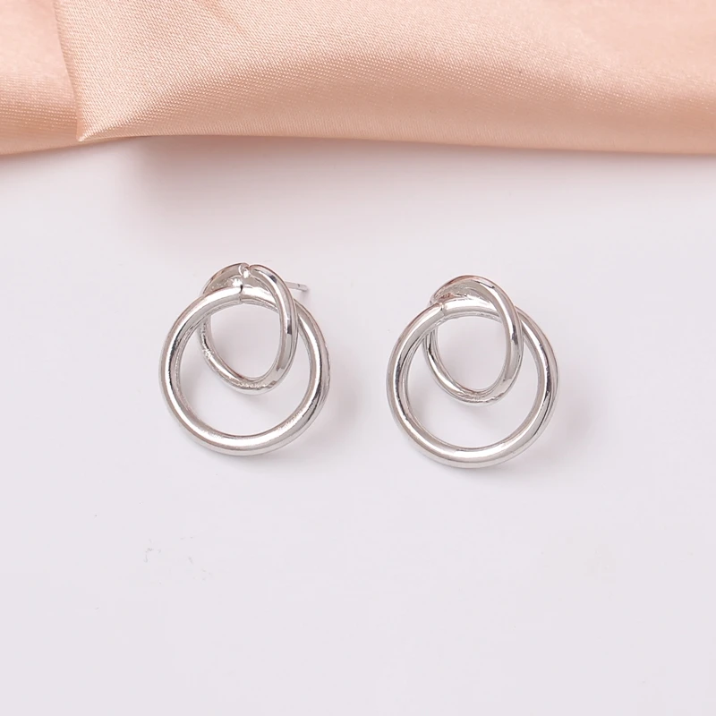 New Geometric Double Round Circle Stud Earrings for Women Statement Earring Jewelry Fashion Hollow Gold Color Wedding Brincos