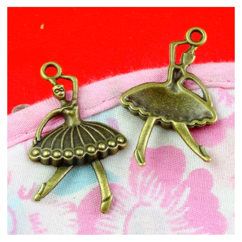 

40pcs Charms Ballet Girl Dancer Ballerina 21*35.7MM Handmade Pendant Making fit,Vintage Antique Bronze color,DIY For Necklace